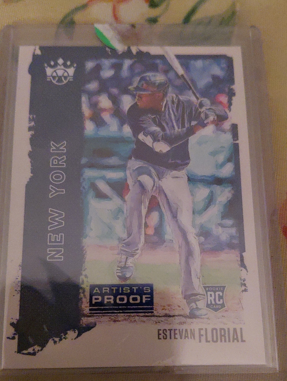 Estevan Florial Art Print Baseball Card - Navy & White